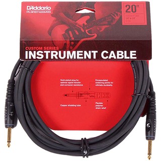 DAddario® PW-G-20 สายแจ็คกีตาร์ 6 เมตร ฉนวน 2 ชั้น หัวแจ็คชุบทอง (Custom Series Instrument Cable)