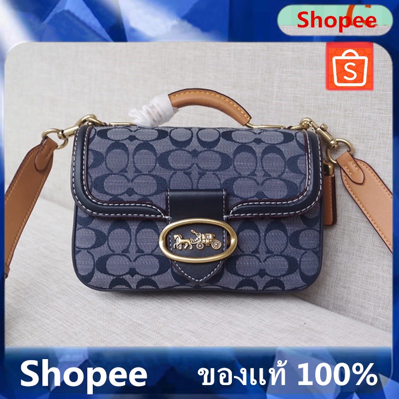🎄พร้อมส่ง🌟Coach Chambray Riley 22cm Midnight Blue Ladies Handbag กระเป๋าสะพายแฟชั่น C3630