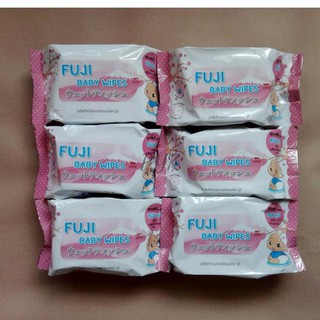 ﻿ผ้าเช็ดทำความสะอาดผิวแบบเปียก Fuji Baby wipes 40 แผ่น (6 ห่อ)