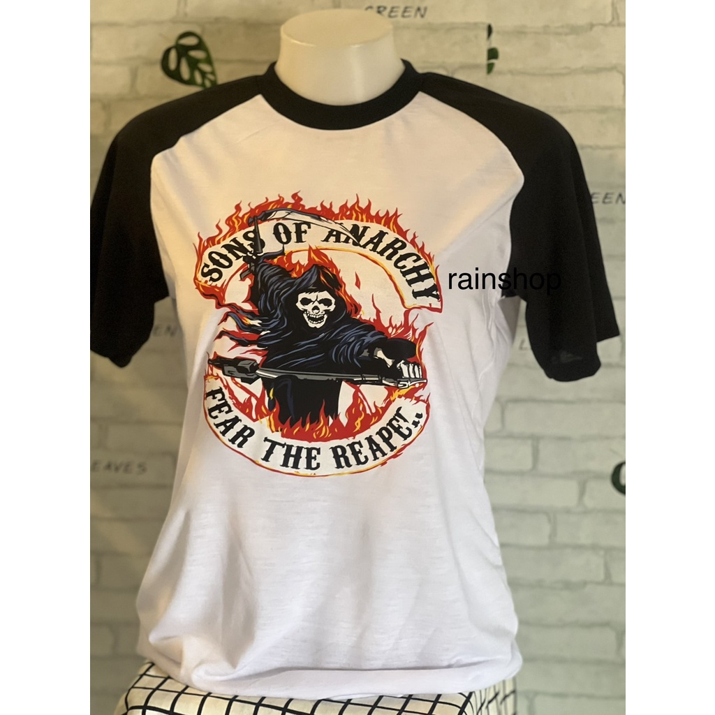 งานใหม่เสื้อยืดไหล่สโลป ทูโทน แขนสั้นสกรีนหน้า (ใส่ได้ชาย-หญิง)