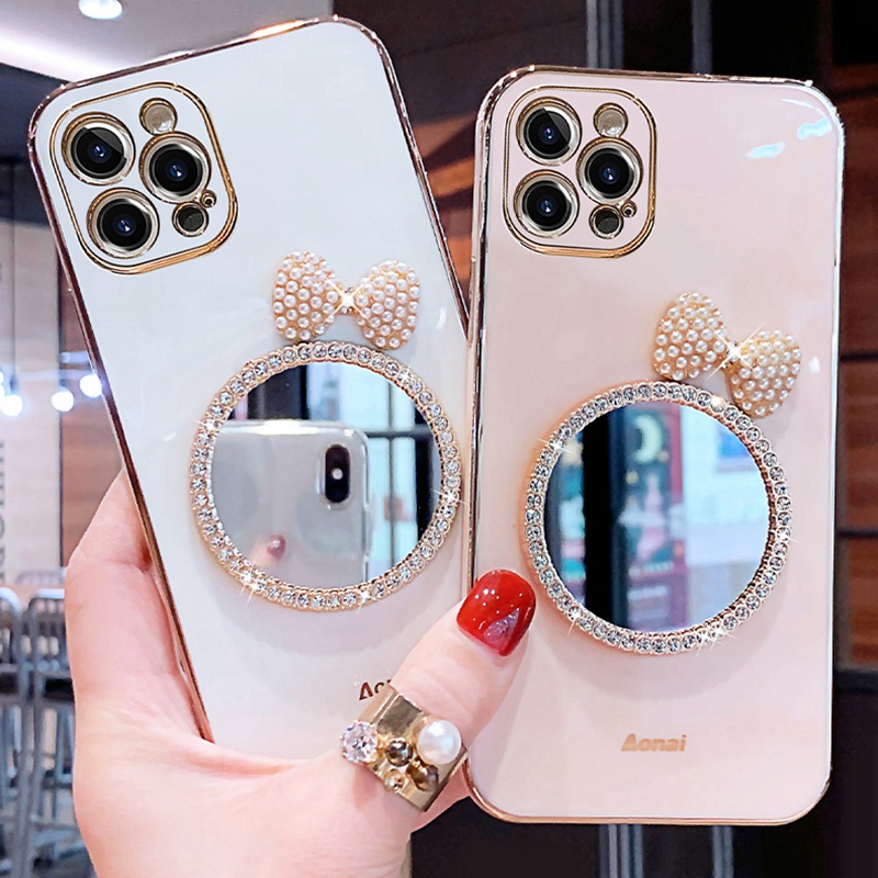 เคสโทรศัพท์มือถือกระจก ขอบตรง หรูหรา สําหรับ Samsung S22 Ultra S10 Plus Note 10 Lite