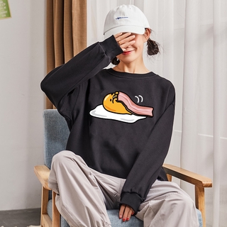 Gudetama Lazy Egg เสื้อสเวตเตอร์สําหรับ Unisex แขนยาวมีฮู้ด Oversized