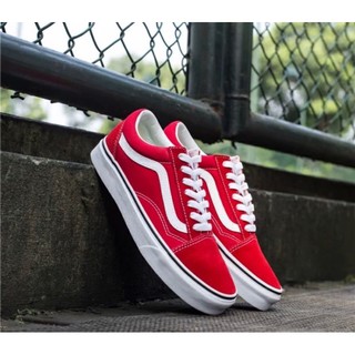 BANS OLD SKOOL RED ผ้า สีแดง เส้นขาว