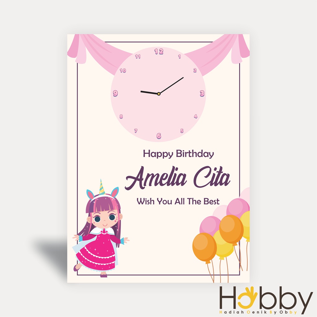 UNIQUE WALL CLOCK CUSTOM CARTOON NAME WOODEN วันเกิดของขวัญ AESTHETIC BABY GIRL SITTING TABLE ของขวั