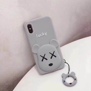 เคสชิลิโคน ~Silicone **Lucky**พร้อมตัวห้อยคล้องนิ้ว + 3 สี ดำ แดง เทา