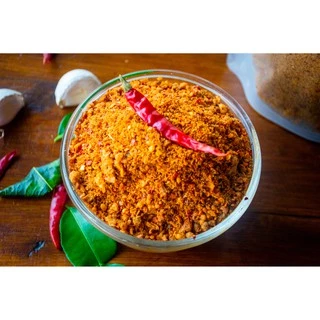 😀 25g น้ำพริกปลาย่าง อกไก่ กากหมู แมงดา ซองเล็กสำหรับมื้อเดียว