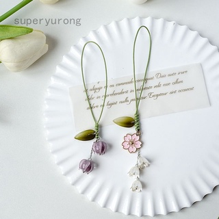 พวงกุญแจดอกไม้ทิวลิปน่ารัก สายคล้องโทรศัพท์ แบบสั้น