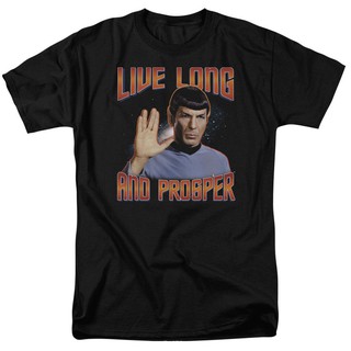 เสื้อยืดผ้าฝ้าย 100% star trek original series live long and prosper สําหรับบุรุษ