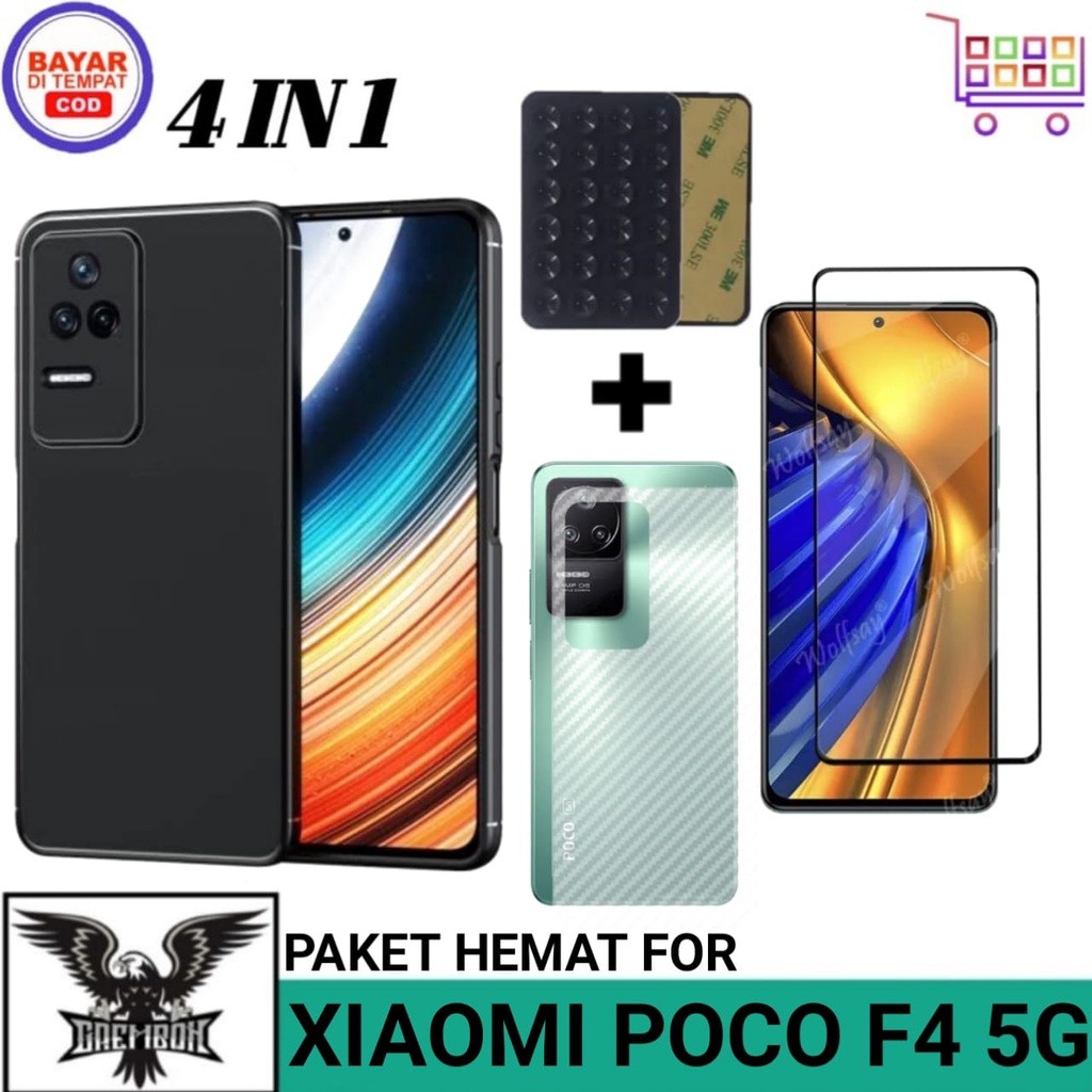 แพ็คเกจ 4IN1 CASE XIAOMI POCO F4 5G SOFT CASE ฟรีกระจกนิรภัย + GARSKIN และ OCTOPUS