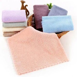 ผ้าเช็ดหน้าขนเป็ดสีล้วนยกโหล 12 ผืน(สีพาสเทล)