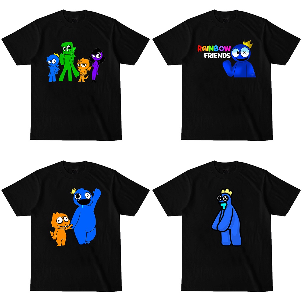 Rainbow Friends เกม Obby สยองขวัญ Roblox เสื้อยืดสําหรับผู้ชายผู้หญิงสีดําสีขาว Tees รอบคอ Unisex T 