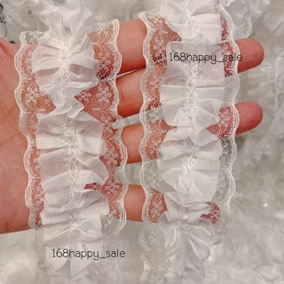 ระบายผ้าลูกไม้2ชั้น ริบบิ้นผ้าลูกไม้ ลูกไม้ระบาย ผ้าลูกไม้แต่งขอบ สวยมาก เนื้อผ้าดีพรีเมี่ยม