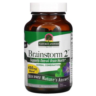 Pre Order🌏 Natures Answer, Brainstorm 2, Herbal Combination, 450 mg, 90 Vegetarian Capsules🇺🇸