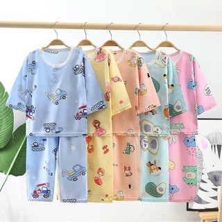 ชุดนอนเด็ก [A1-8] ผ้าสปัน นุ่มนิ่ม บางเบา ใส่สบาย เสื้อผ้าเด็ก GE