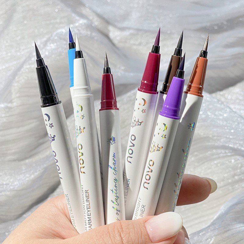 【Ready Stock】NOVO Liquid Eyeliner Pen Colour White Black Brown Eyeliner Pencil Waterproof Eye Makeup NO.5375