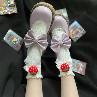 ถุงเท้าสตอเบอรี่​ Lace​ Strawberry​ Socks