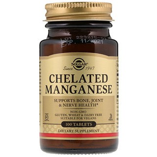 Free Shipping +++ Solgar, Chelated Manganese, 100 Tablets