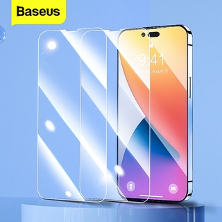 Baseus ฟิล์มกระจกนิรภัยกันรอยหน้าจอ 0.3 มม. กันแสงสีฟ้า สําหรับ iPhone 14 14 Plus 14 Pro Max 13 Pro Max 2 ชิ้น