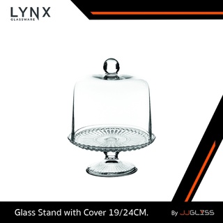 JJGLASS - (LYNX) Glass Stand with Cover 19/24CM. - ชุดพานเสิร์ฟเค้กพร้อมฝา พานวางเค้กฝาโดม แบบใส สำหรับวางเค้ก วางขนมหวาน