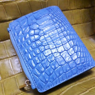 crocodile lady walletsky blue  craft.กระเป๋าสตางค์หนังจระเข้แท้