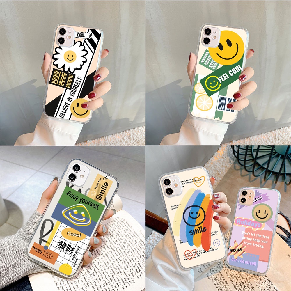 F-192 smiley label ซิลิโคน TPU สําหรับ Huawei Nova 4E Y5P P20 P30 3I 2I Y8S 5T Lite Pro ปกอ่อน