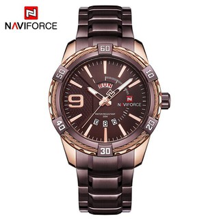 นาฬิกา Naviforce รุ่น NF9117M สีทองชมพู/น้ำตาลอมม่วง รับประกันศูนย์ 1 ปี ส่งพร้อมกล่อง และใบรับประกันศูนย์ #NF #NF9117