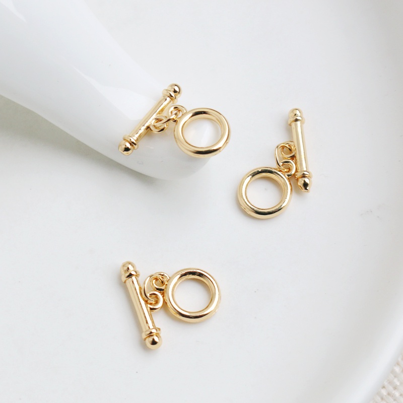 DIY DIY 14K สี Retention ตรง Rod IQ หัวเข็มขัดสร้อยคอสร้อยข้อมือหัวเข็มขัด OT BUCKLE 8 มม.การเชื่อมต