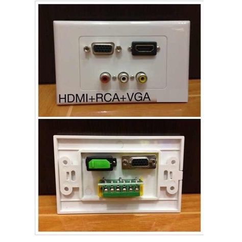 ส่งจากไทย HDMI+RCA+VGA แผงแบบฝัง แผงแบบติดผนัง HDMI RCA VGA พร้อมส่ง ตัวแปลง หัวแปลง Outlet หน้ากาก