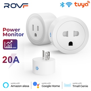 ROVF Tuya wifi Smart Plug 20A+ วัดพลังงาน  - ปลั๊กไฟ ปลั๊กอัจฉริยะ ควบคุมผ่านแอพ เบ้าเครื่องทำน้ำอุ่นSmartlife (10/16/20A) สั่งงานด้วยเสียงได้