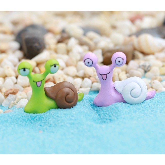 ตุ๊กตา หอยทากคู่ 2PC&Cute Snail Micro Potted Landscape Figurine Decor Fairy Garden Dollhouse Toy