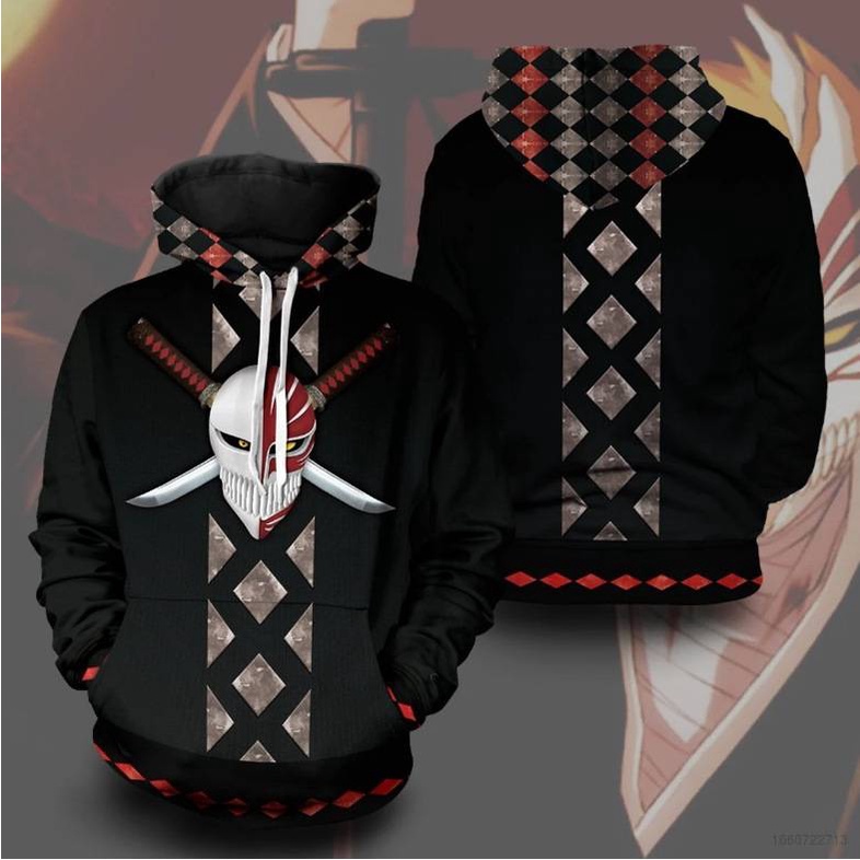 COOL BLEACH Anime Hoodie Cosplay Long Sleeve Top Casaul Loose Unisex ...