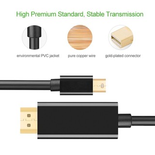 สาย Mini DisplayPort to HDMI สีดำ ยาว 1.8m Thunderbolt Display Mini DP to HDMI Cable Male to Male Adapter