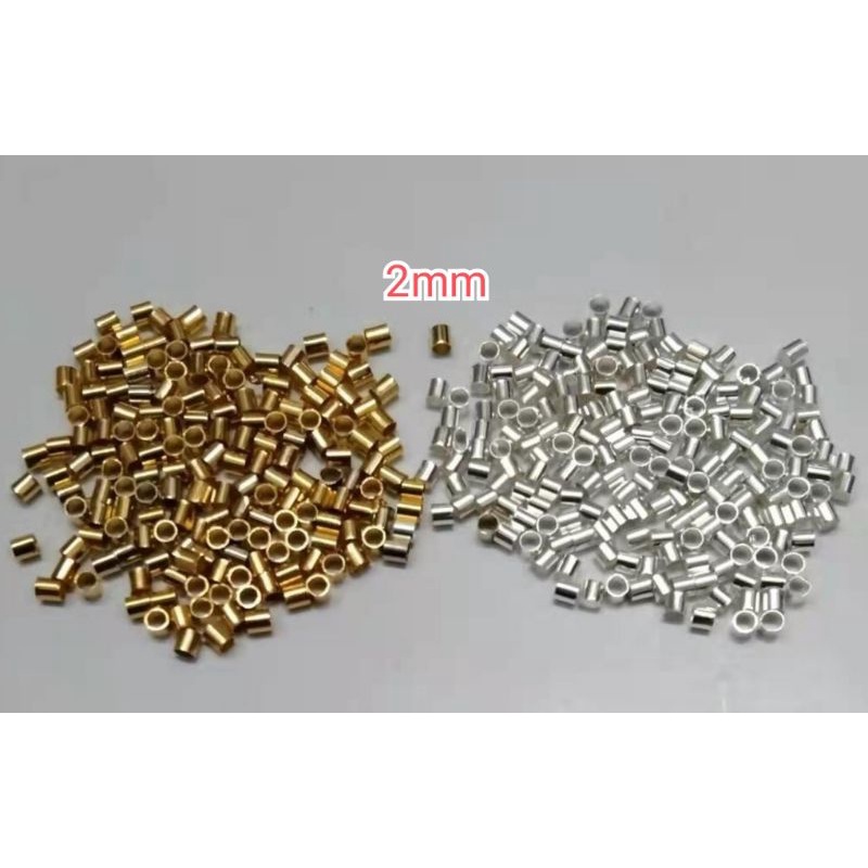 2 มม.ท่อ Crimp End ลูกปัด Stopper Spacer ลูกปัด