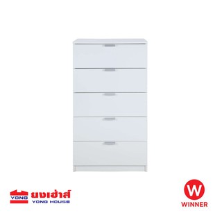 WINNER FURNITURE ตู้ทรงเตี้ย 5 ลิ้นชัก รุ่น MAX รุ่นแม็กซ์ - ลายไม้ธรรมชาติ/สีขาว วินเนอร์ ตู้ ชั้น