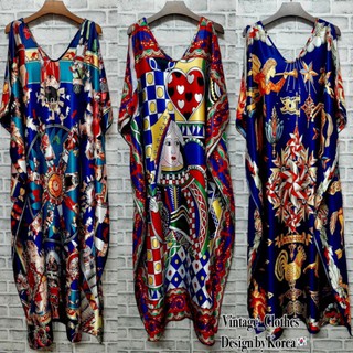 maxi dress ผ้าซาติน พิมลาย