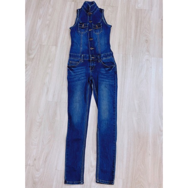Jumpsuit ยีนส์ขายาว แขนกุด BJ JEANS. Size M