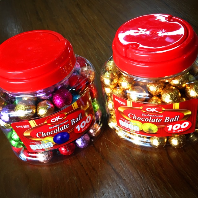 ช็อกโกแลต บอลกลม เหรียญทอง 100ชิ้น สีทอง คละสี แต่งหน้าเค้ก