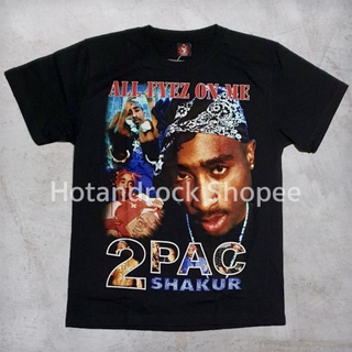 เสื้อยืดผ้าฝ้ายพรีเมี่ยม เสื้อยืดวงสีดำ TUPAC TDM 1806 Hotandrock