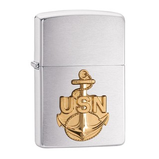 Zippo ไฟแช็กรุ่น 280ANC Navy Anchor Brushed  ของแท้ รับประกันตลอดฃีวิต นำเข้าและจำหน่ายโดยตัวแทนจำหน่าย