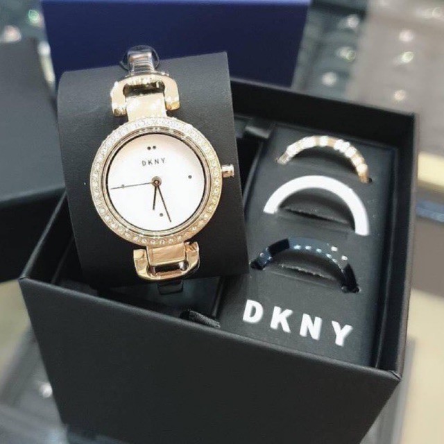 (ผ่อน0%) เซ็ทนาฬิกา สีทอง NY2891 DKNY Gold CityLink Multi Dial Watch and Toprings Set  ✔️ขนาด 26 mm. 4 หน้าปัด