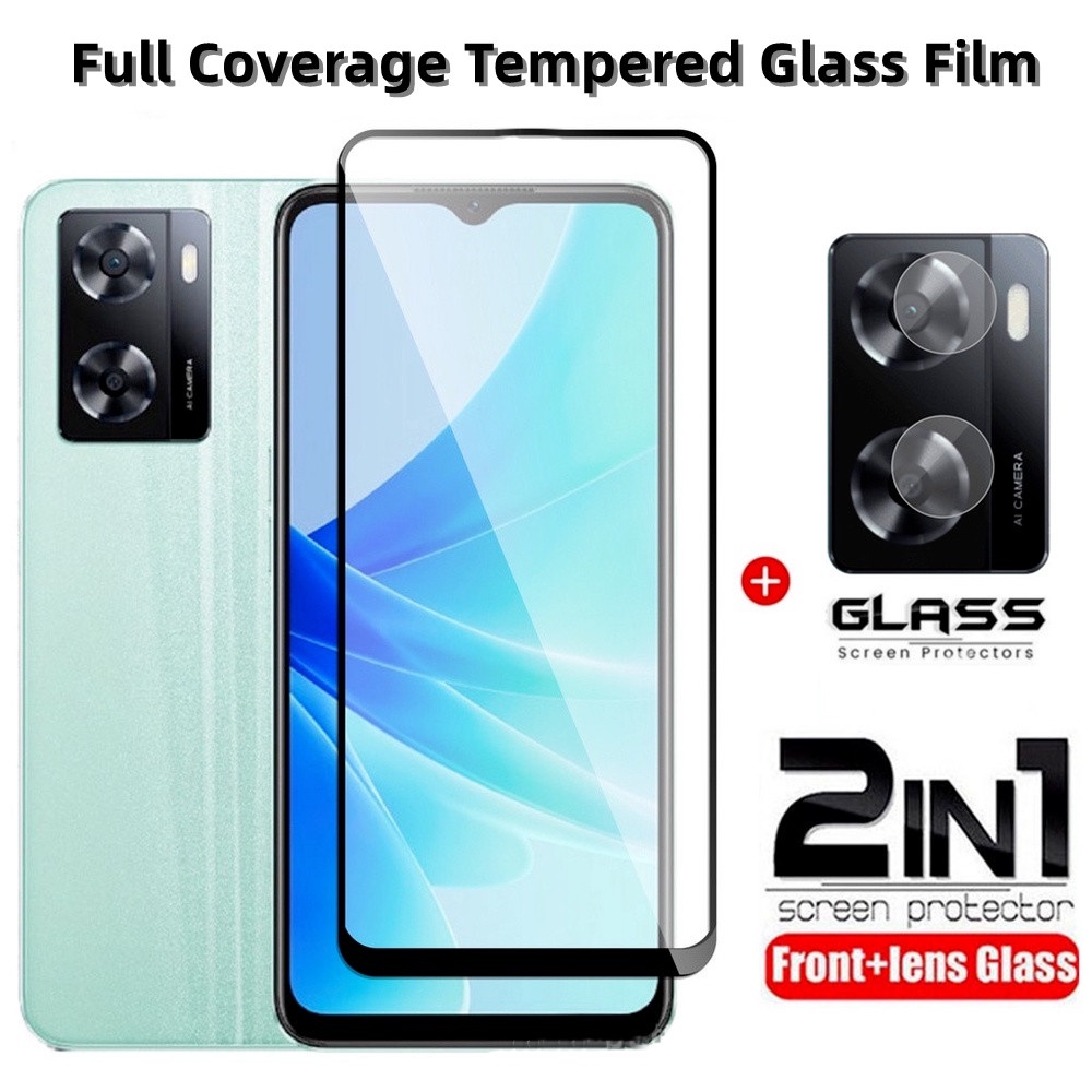 2in1 ฟิล์มกระจกนิรภัยกันรอยหน้าจอ เลนส์กล้องหลัง สําหรับ Oppo A57 A77 4G 5G A 57 77 A 4G 5G Oppo A57