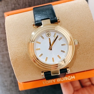 ✈️  (ผ่อน 0%) ของแท้!! พร้อมส่งในไทยr!! Tory Burch Classic-T Ivory Dial  Leather Strap Watch TBW9002 / TBW9003 ✈️