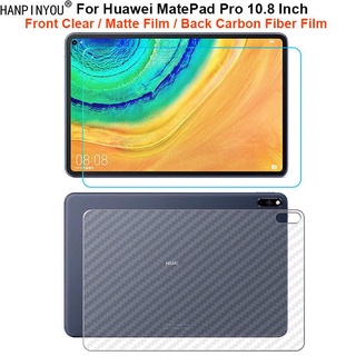 สําหรับ Huawei MatePad Pro 4G / 5G 10.8 นิ้ว ด้านหน้า บาง นุ่ม ใส / เคลือบด้าน ไม่มีรอยนิ้วมือ ป้องกันหน้าจอ / ฟิล์มสติกเกอร์ คาร์บอนไฟเบอร์ ด้านหลัง