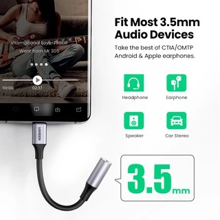 UGREEN อะแดปเตอร์แจ็คหูฟัง USB Type C เป็น 3.5 มม. ตัวเมีย USB C เป็น Aux ชิป DAC สําหรับ Pixel 4 3 2 XL iPad 5 4 iPad Mini 6