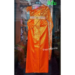 ชุดไทยแก้บนพร้อมเครื่องประดับครบชุด(ลายลูกไม้ ราคาส่ง ราคาถูก
