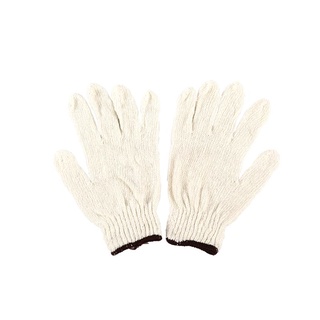 ถุงมือถักผ้าฝ้าย นน. 4 ขีด สีขาว (แพ็ค12คู่) ถุงมือยาง Cotton Knit Gloves, Weight 4 Sheets, White (12 pairs pack)