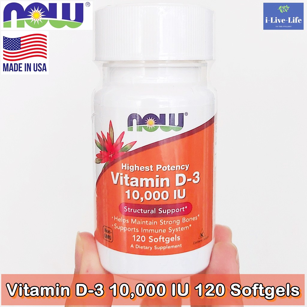 วิตามินดีสาม Vitamin D-3 10,000 IU 120 Softgels - Now Foods D3  D 3