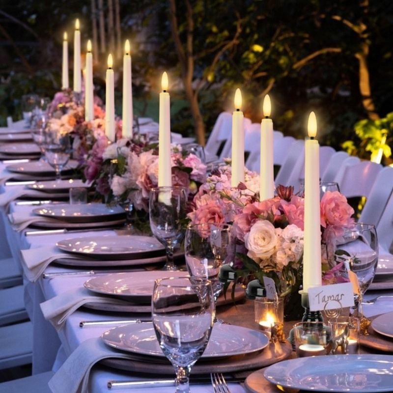 LU 5 ชิ้น 10 8 นิ้ว LED Flameless Taper ริบหรี่ดําเนินการไฟสําหรับ Dinning ตารางวันเกิด Party