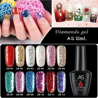 ✨สีกลิตเตอร์ ระยิบระยับ✨ สีเจล สีทาเล็บ AS 15ml. ZS 01-12