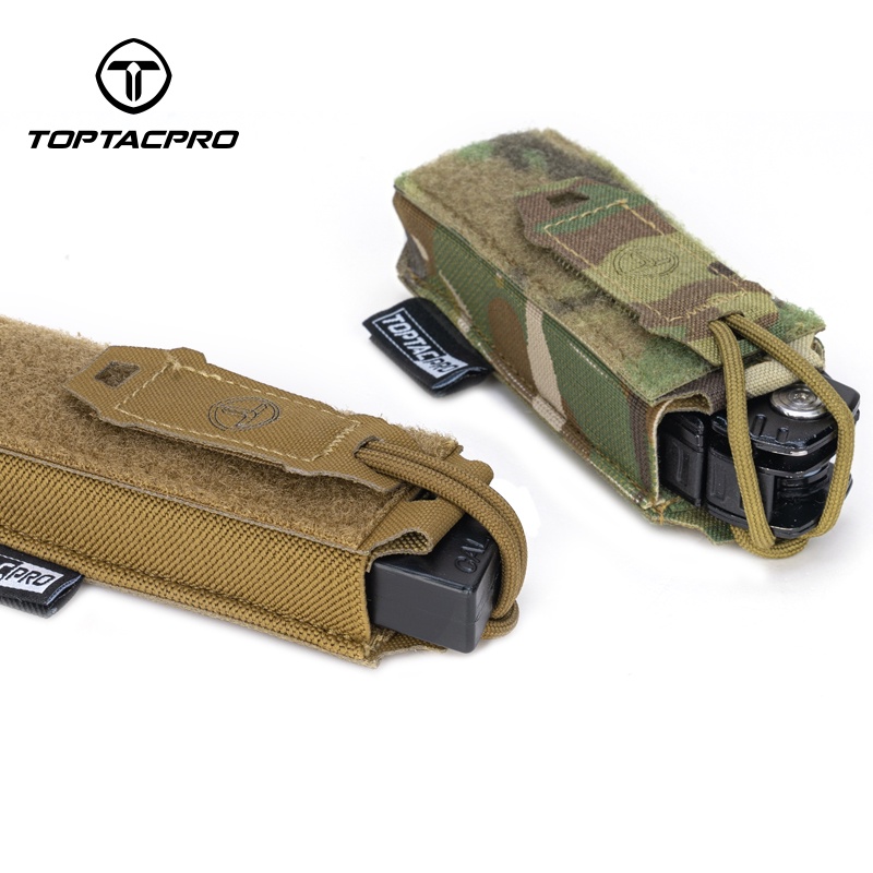 Toptacpro กระเป๋ายุทธวิธี 9 มม. มีดพับ กระเป๋าเครื่องมือ MOLLE พร้อมตะขอจับ 8516